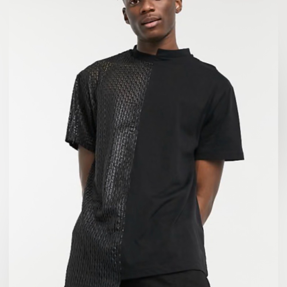 ASOS design relaxed spliced in black in faux leather